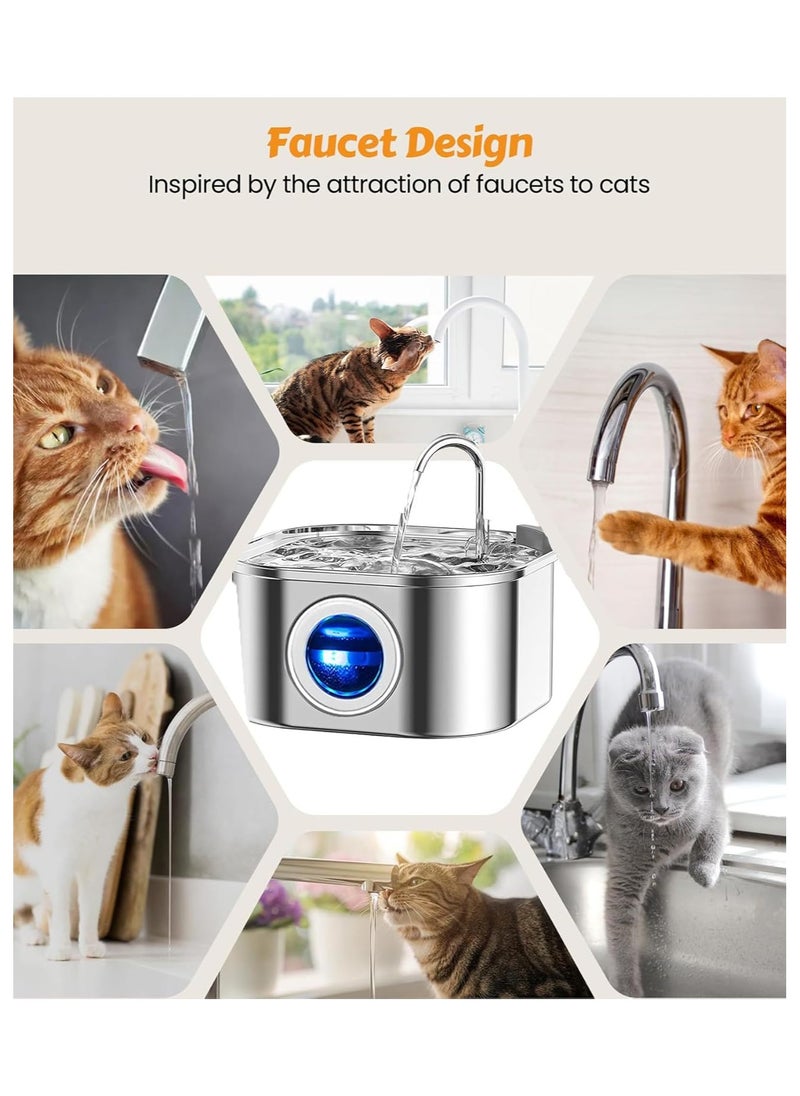 Generic Cat Water Fountain,Stainless Steel Pet Fountain with Quiet Pump,3.2L/108oz Large Capacity Pet Water Dispenser Suitable for Indoor Use  - Image 5