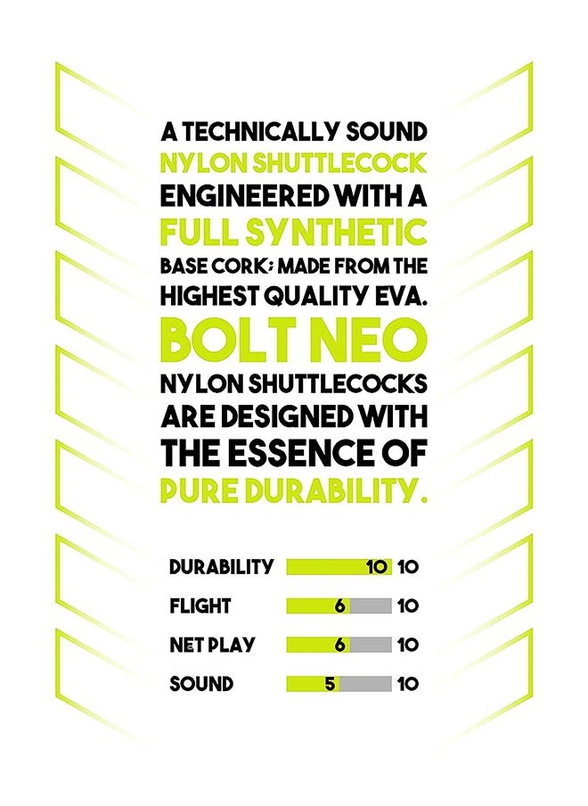 Bolt Neo - Nylon Shuttlecock, Yellow - pzsku/Z6B0F5A68C8FFE2FB1EACZ/45/_/1695820614/26c9b6e4-faac-484d-8f3c-bbc3d85d9c2c