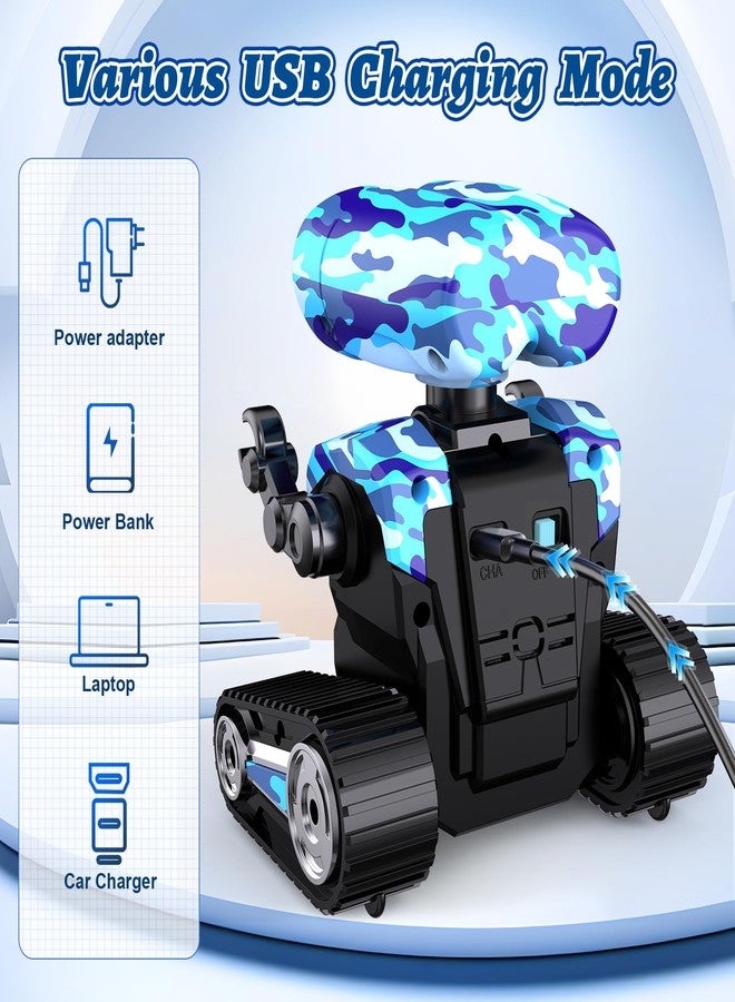 ألعاب روبوت MindPal، روبوتات قابلة لإعادة الشحن تعمل بالتحكم عن بعد للأطفال، مزودة بعيون LED، تعرض تلقائيًا رقصًا وغناءً، روبوتات إيمو للأولاد والبنات، لون أزرق مموه - Image 4