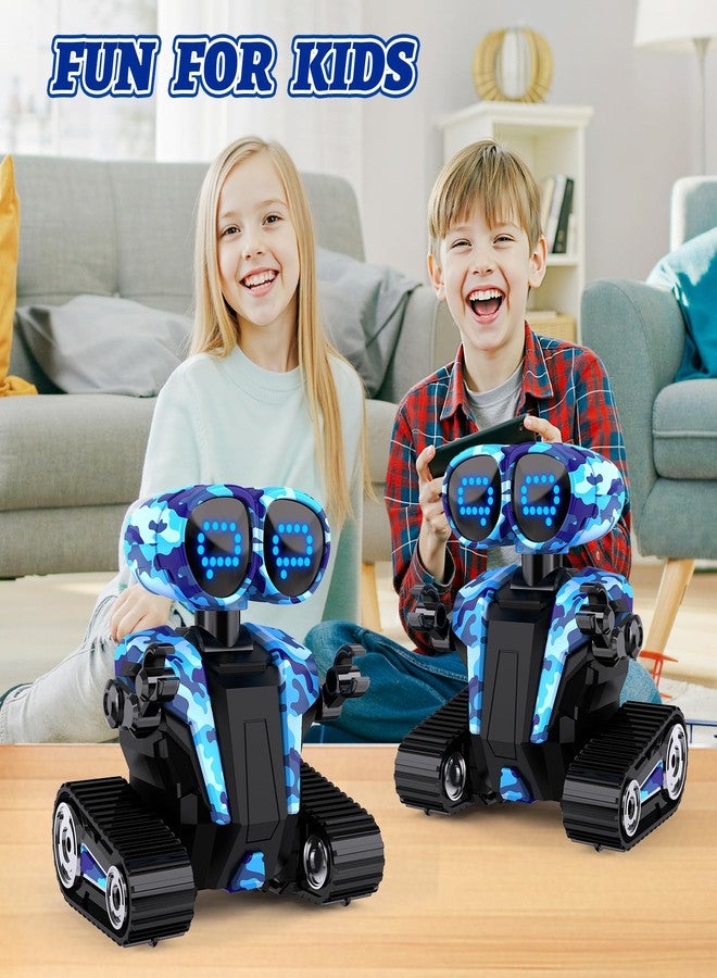 ألعاب روبوت MindPal، روبوتات قابلة لإعادة الشحن تعمل بالتحكم عن بعد للأطفال، مزودة بعيون LED، تعرض تلقائيًا رقصًا وغناءً، روبوتات إيمو للأولاد والبنات، لون أزرق مموه - Image 2