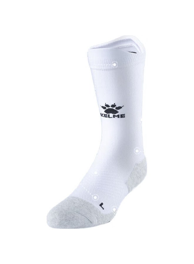 KELME Mid-Calf Socks, Non-Slip Silicone Socks, Thickened Terry Bottom, Soccer Socks, Basketball Socks, Running Socks For Men And Women, White And Black, One Size Fits All - Image 3