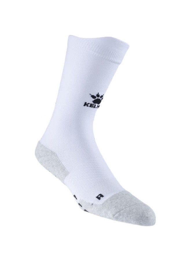 KELME Mid-Calf Socks, Non-Slip Silicone Socks, Thickened Terry Bottom, Soccer Socks, Basketball Socks, Running Socks For Men And Women, White And Black, One Size Fits All - Image 2