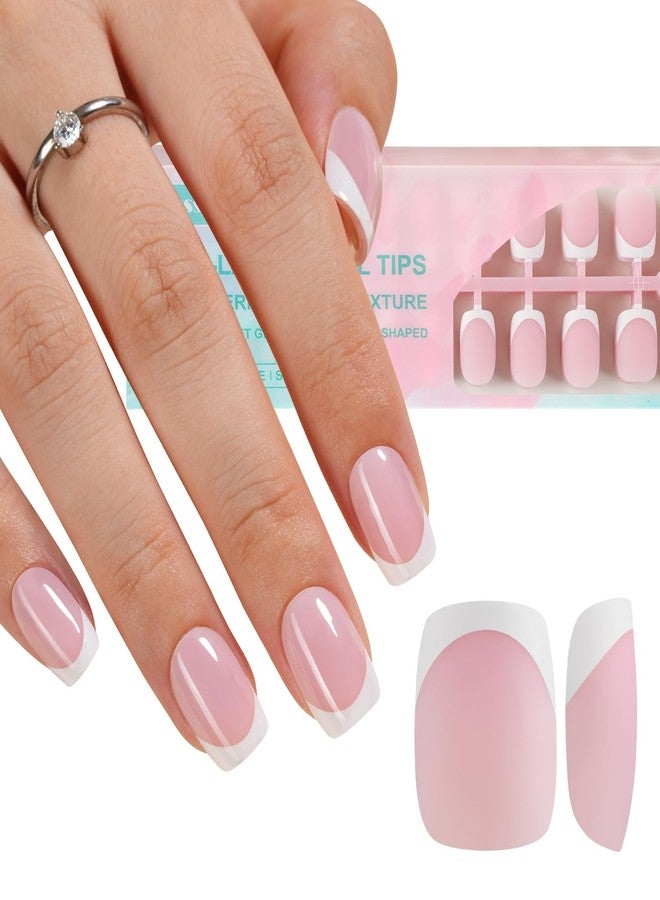 Misssix French Gel Nail Tips, 150Pcs French Tip Press on Nails Short Square Pink, No Need to File 3 in 1 Tips Pre-lasting, Gel Fake Nails for Nail Art DIY 15 Sizes - Image 1