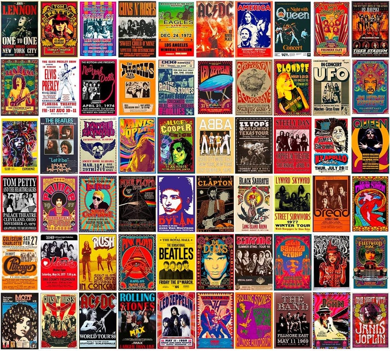 KARTMEN Cardstock Pack Of 54 Rock Band Wall Collage Kit For Bedroom, Living Room, Office-4X6 Inches-Glue Dots Included - Image 1