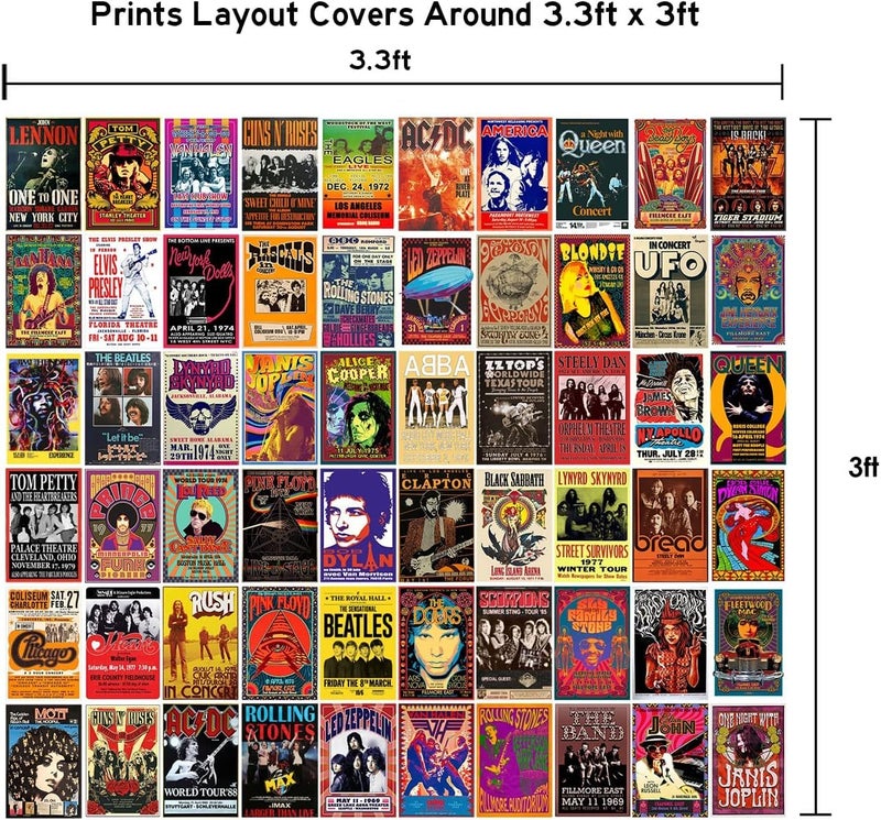 KARTMEN Cardstock Pack Of 54 Rock Band Wall Collage Kit For Bedroom, Living Room, Office-4X6 Inches-Glue Dots Included - Image 3