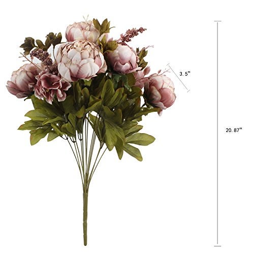 Duovlo Fake Flowers Vintage Artificial Peony Silk Flowers Wedding Home Decoration,Pack of 1 (Sweetened Bean) - Image 2
