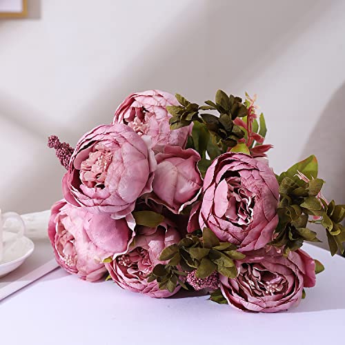 Duovlo Fake Flowers Vintage Artificial Peony Silk Flowers Wedding Home Decoration,Pack of 1 (Sweetened Bean) - Image 4