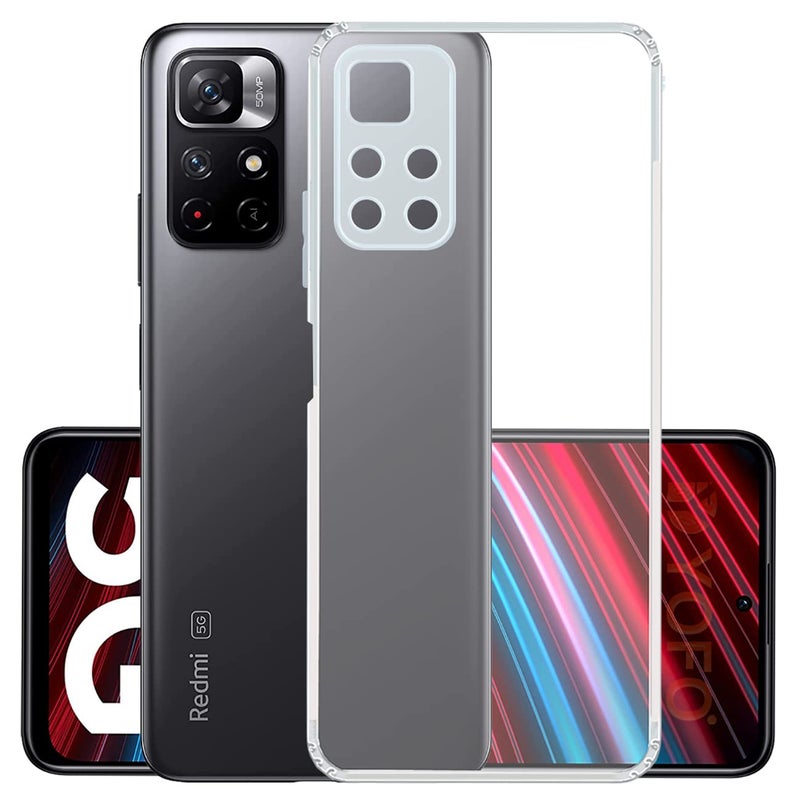 YOFO Back Cover for Mi Redmi Note 11T (5G)/Poco M4 Pro (5G) (Flexible|Silicone|Transparent|Camera Protection|DustPlug) - Image 1
