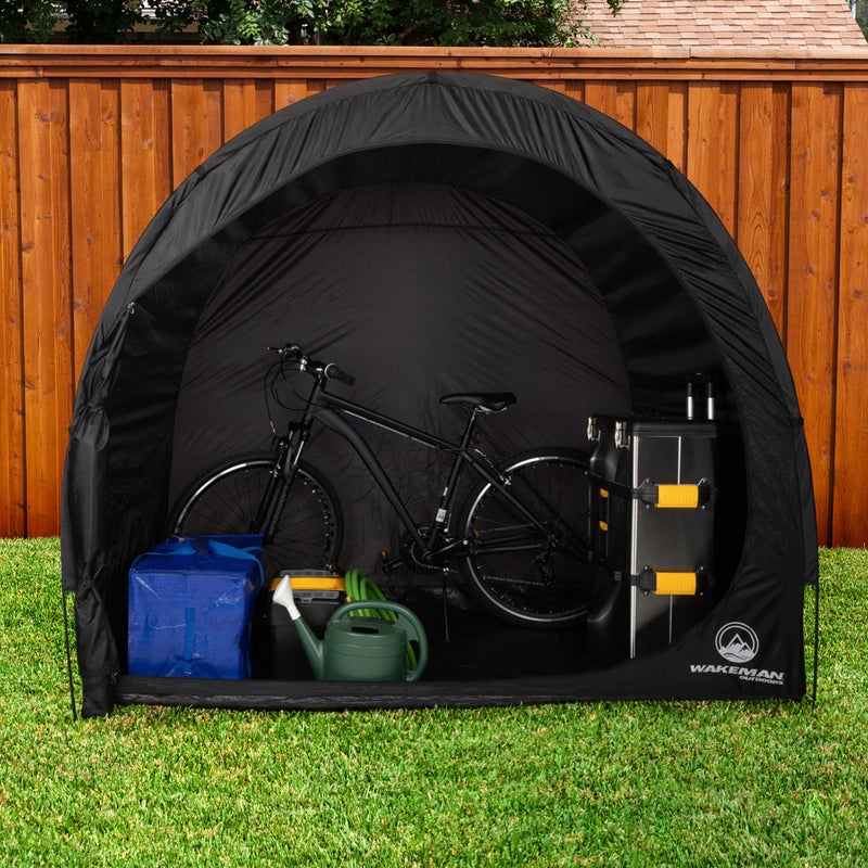 Wakeman Bike Storage Shed - 6.5x5.3x5.3 Bike Cover Holds up to 4 Bicycles - Water and UV-Resistant Pop Up Tent with Carry Bag by Wakeman Outdoors (Black) - Image 5