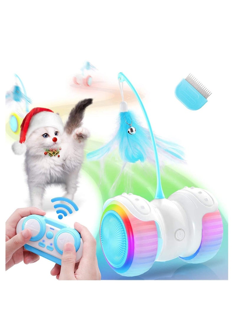 Cat Toys Interactive for Indoor Cats, Electric Automatic Robotic Cat Toy, Bulit In Active Program, Replacement Feather, Colorful Light, Catnip, Bells, Fun Motion Toy for Cat Kitten Exercise