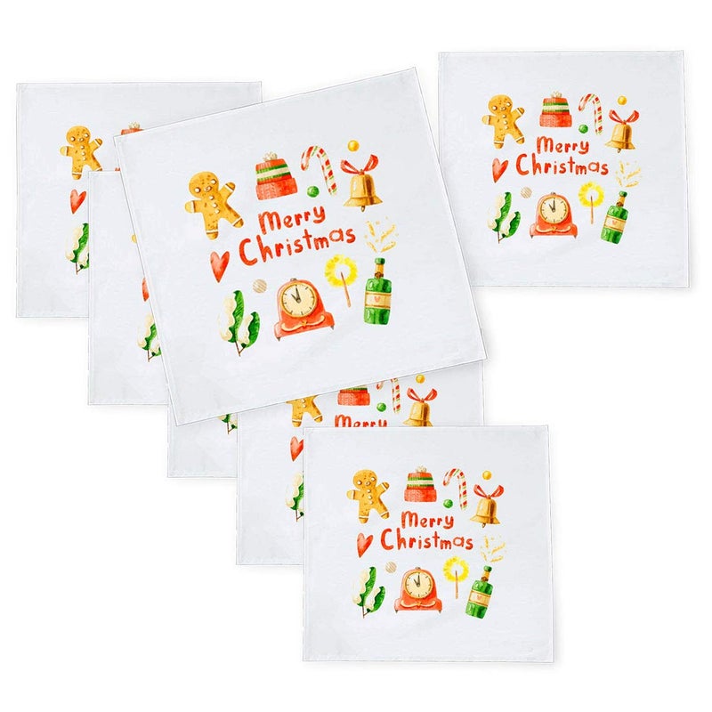 Khakee 6 Pcs Christmas Theme Tafta Silk Table Napkins 10x 10 for Xmas Decoration Christmas OrnamentsChristmas Gift npxmas329P - Image 1