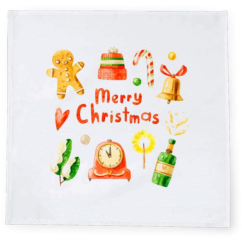 Khakee 6 Pcs Christmas Theme Tafta Silk Table Napkins 10x 10 for Xmas Decoration Christmas OrnamentsChristmas Gift npxmas329P - Image 2
