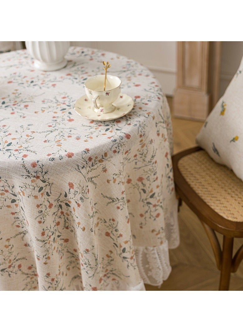 Floral Ruffled Edge Farmhouse Tablecloth Multiple Sizes Country Style Table Cover for Dining Table Home Decor - Image 3