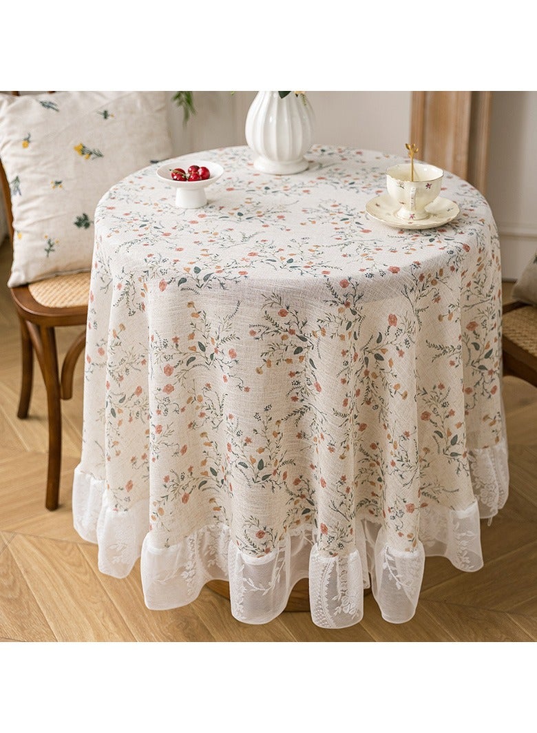 Floral Ruffled Edge Farmhouse Tablecloth Multiple Sizes Country Style Table Cover for Dining Table Home Decor - Image 2
