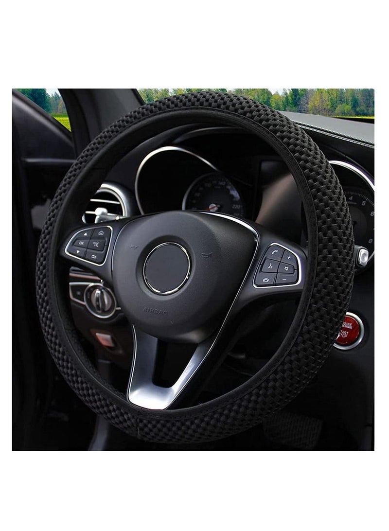 Y&D Elastic Stretch Steering Wheel Cover, Universal 15 Inch Automotive Microfiber Breathable Ice Silk, Anti Slip, Odorless, Warm In Winter And Cool Summer (Black)  - Image 3