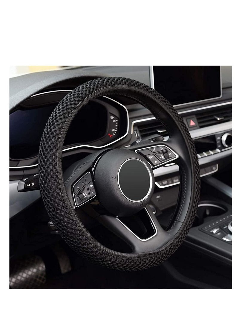 Y&D Elastic Stretch Steering Wheel Cover, Universal 15 Inch Automotive Microfiber Breathable Ice Silk, Anti Slip, Odorless, Warm In Winter And Cool Summer (Black)  - Image 5