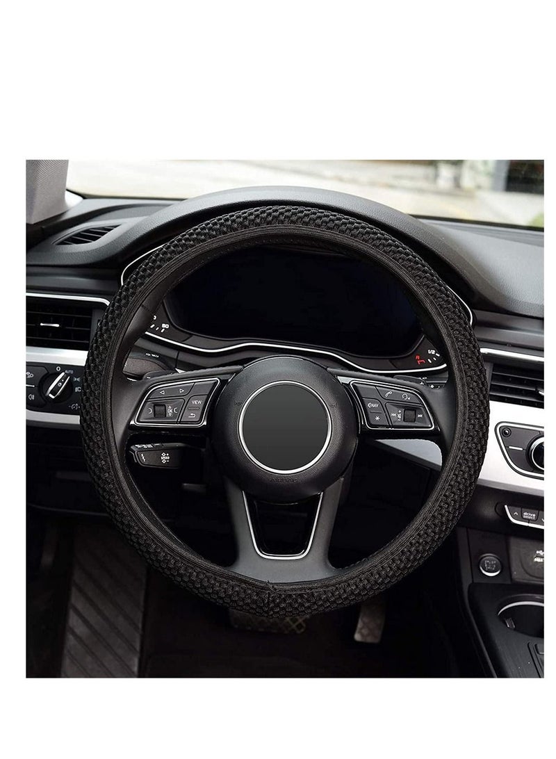 Y&D Elastic Stretch Steering Wheel Cover, Universal 15 Inch Automotive Microfiber Breathable Ice Silk, Anti Slip, Odorless, Warm In Winter And Cool Summer (Black)  - Image 4