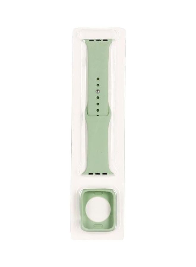 NIBEMINENT Silicone Replacement Strap Watchband with Protective Case Set For Apple Watch Series 7/6/SE5/4 45/44mm Mint Green - Image 1