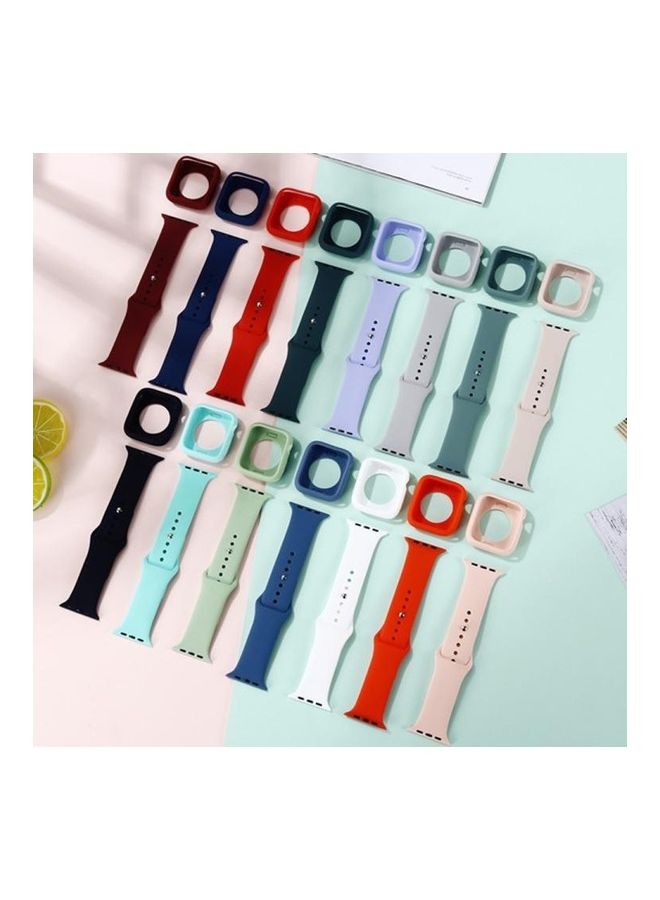 NIBEMINENT Silicone Replacement Strap Watchband with Protective Case Set For Apple Watch Series 7/6/SE5/4 45/44mm Mint Green - Image 2