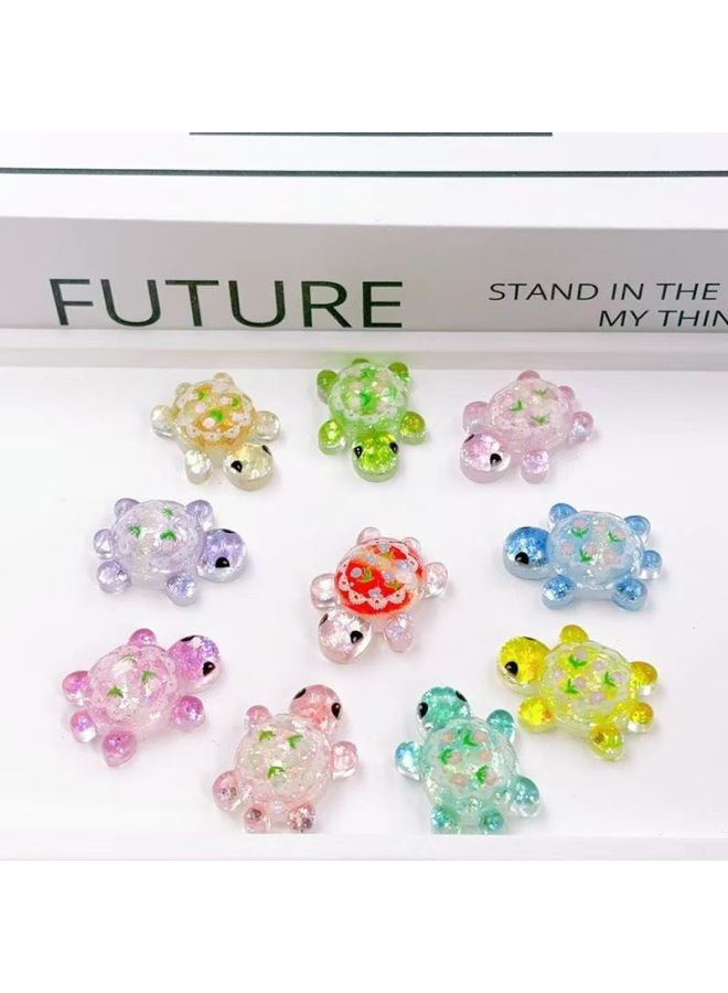 Resin Mini Flash Sanrio Tortoise Pair Touch Kindergarten Children's Gift Prizes Children's Toys-Colour:2.1cm Flash Lace Floral Turtle  - Image 1