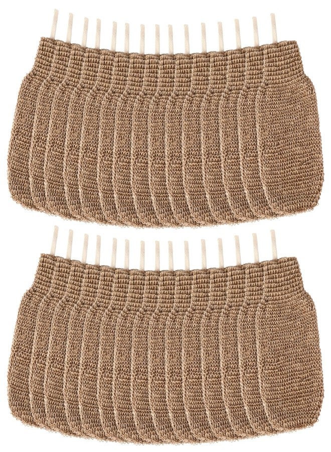 Teecyhooo 30 Pcs Exfoliating Shower Gloves Stretchable Jute Bath Mitts with Hanging Loop Body Scrubber Exfoliator Loofah Washcloth Deep Clean Dead Skin for Spa Massage Skin Shower Hotel Use(Brown - Image 1
