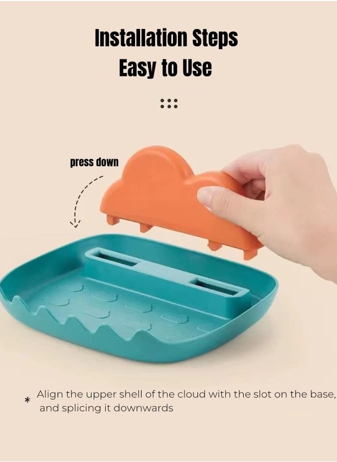 KASTWAVE Kitchen Utensils Rest with Drip Pad, Cooking Spoon Rest with Lid Holder, Heat-Resistant Pot Lid Stand Holder, Countertop Organiser Rack for Spoon, Ladles, Tongs, Spatula, Fork,Blue and Green, 2pcs  - Image 5