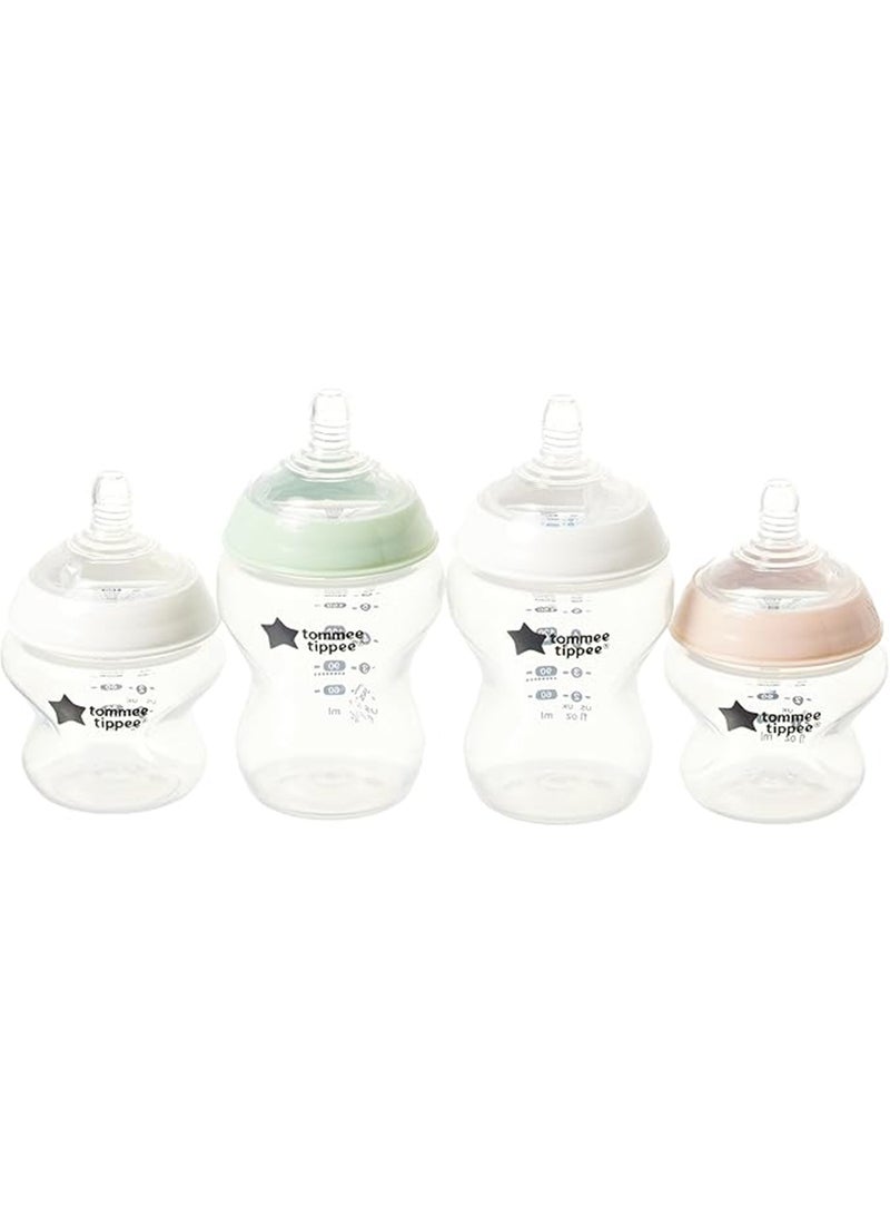 tommee tippee Closer To Nature Newborn Baby Bottle Starter Kit, 2x150ml and 2x260ml Anti-Colic Baby Bottles With Slow Flow Teats, 0+ Months - Assorted - Image 3