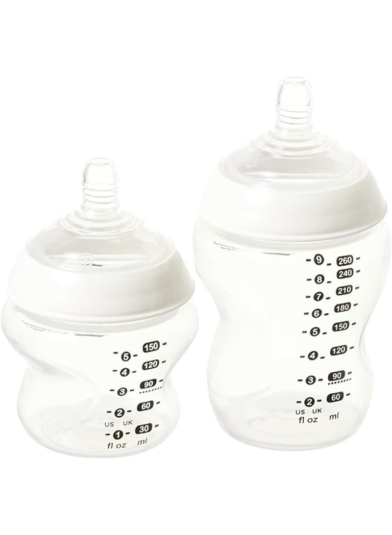 tommee tippee Closer To Nature Newborn Baby Bottle Starter Kit, 2x150ml and 2x260ml Anti-Colic Baby Bottles With Slow Flow Teats, 0+ Months - Assorted - Image 4