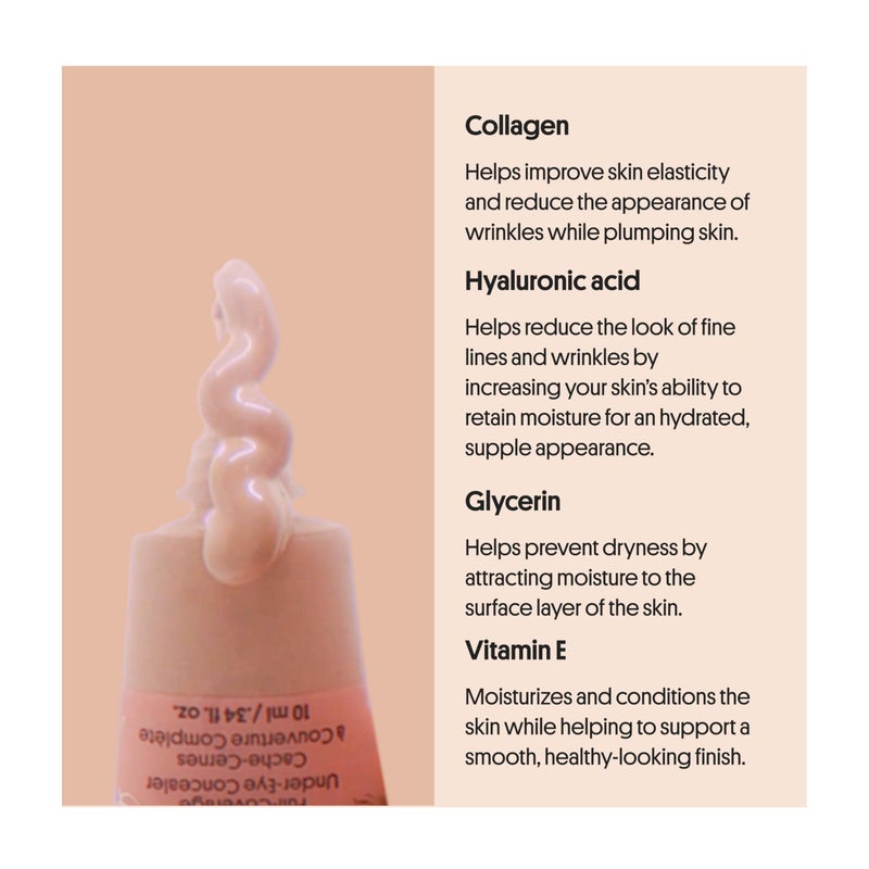 Winky Lux Peeper Perfect Under Eye Concealer, Makeup & Eye Brightener, Full Coverage Concealer for Dark Circles, Color Corrector & Eye Primer With Collagen, Hyaluronic Acid & Vitamin E (Golden Medium) - Image 4