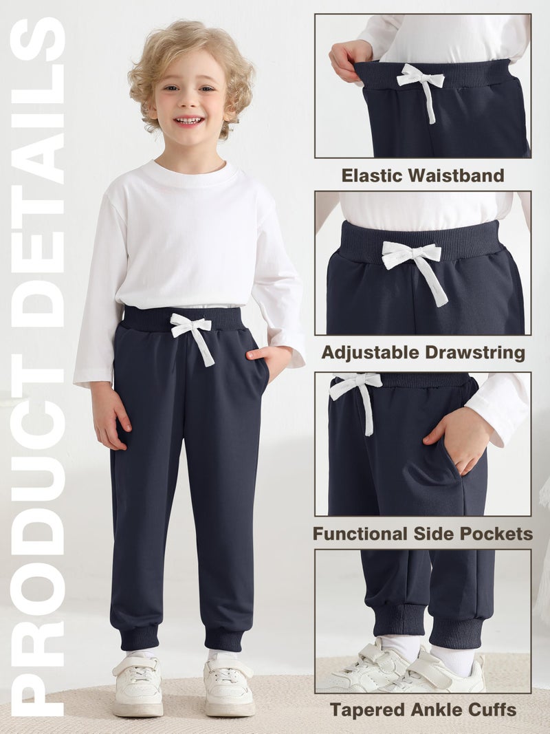Resinta 4 Pack Toddler Boys Sweatpants Kids Pull On Casual Pants Athletic Joggers with Drawstring Pockets for Boys - Image 5