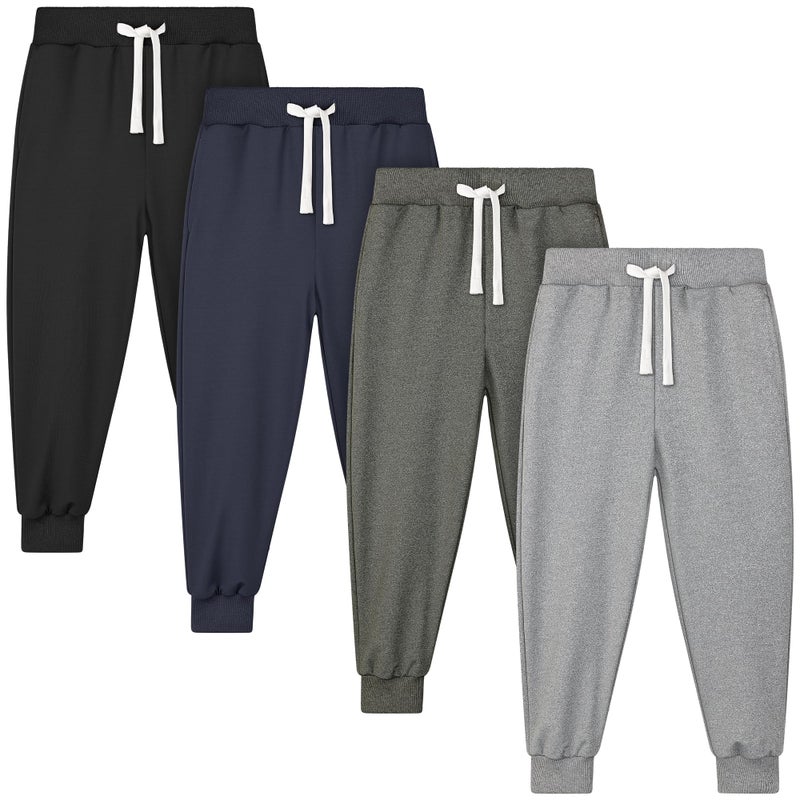 Resinta 4 Pack Toddler Boys Sweatpants Kids Pull On Casual Pants Athletic Joggers with Drawstring Pockets for Boys - Image 1
