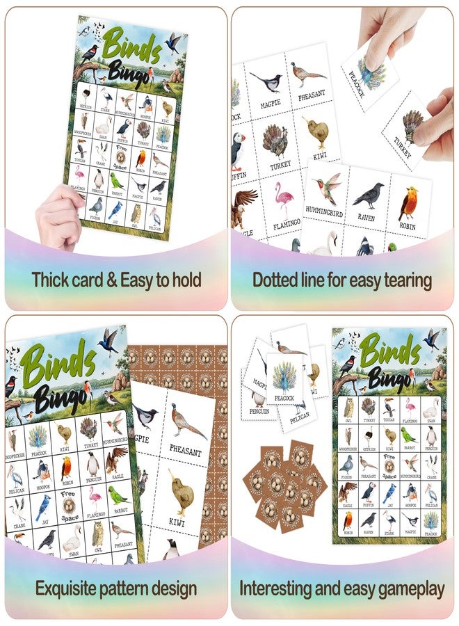 Mueddur Bird Bingo Card, Nature Themed Birthday Game for Adults Family Friends, Birds Games for Bird Lovers, North America Birds Bingo Kit for Birthday Party, Camping Games for 24 Players -14 - Image 4
