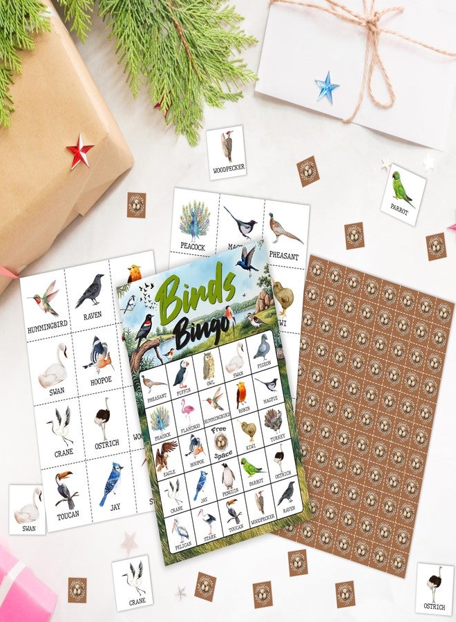 Mueddur Bird Bingo Card, Nature Themed Birthday Game for Adults Family Friends, Birds Games for Bird Lovers, North America Birds Bingo Kit for Birthday Party, Camping Games for 24 Players -14 - Image 3
