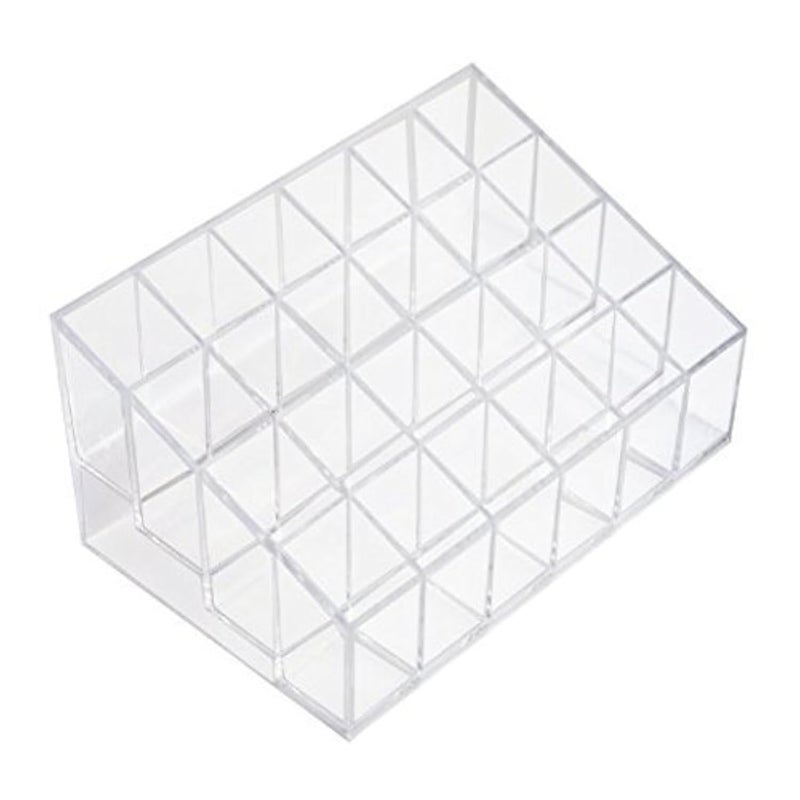 Transparent Cosmetic Makeup Organizer Clear 24 Lattices Lipsticks Cosmetic Lotion Makeup Organizer Storage Display Holder Stand