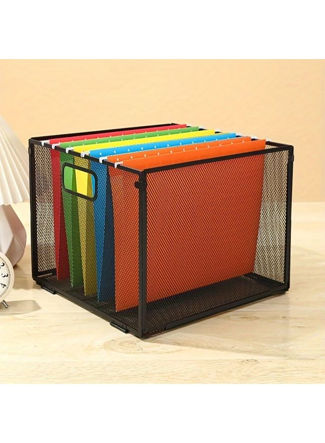 12.2 × 12.2 × 9.6 بوصة، منظم ملفات معلق من الشبك الأسود، صندوق تخزين قابل للطي والفصل بحجم الرسائل، للوازم المكتبية - Image 3