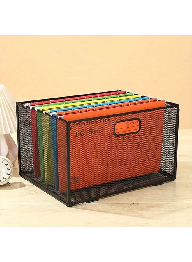 12.2 × 12.2 × 9.6 بوصة، منظم ملفات معلق من الشبك الأسود، صندوق تخزين قابل للطي والفصل بحجم الرسائل، للوازم المكتبية - Image 1