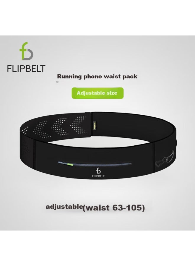 فليب بلت Flipbelt Sports Running Waist Pack, حزام خصر متعدد الوظائف للأنشطة الخارجية، للياقة البدنية والماراثون، بتصميم سحاب فيلكرو، أسود - Image 1