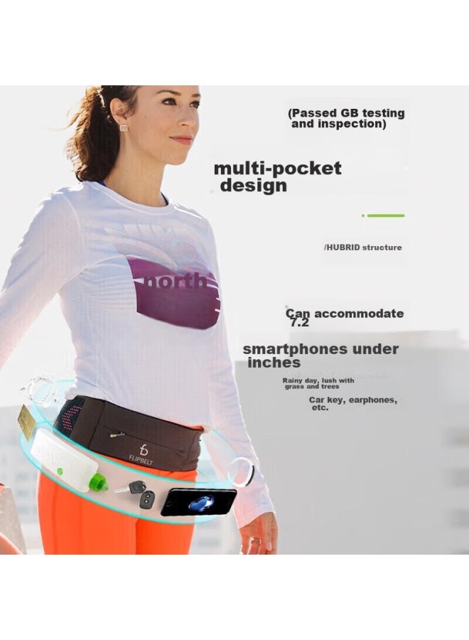 فليب بلت Flipbelt Sports Running Waist Pack, حزام خصر متعدد الوظائف للأنشطة الخارجية، للياقة البدنية والماراثون، بتصميم سحاب فيلكرو، أسود - Image 3