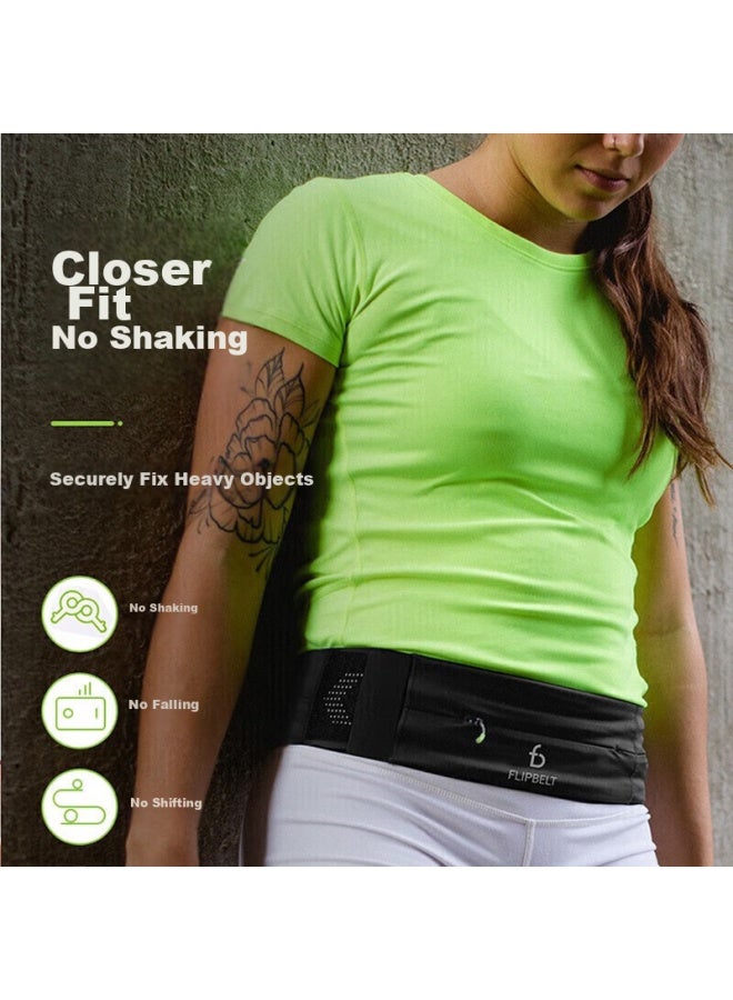 فليب بلت Flipbelt Sports Running Waist Pack, حزام خصر متعدد الوظائف للأنشطة الخارجية، للياقة البدنية والماراثون، بتصميم سحاب فيلكرو، أسود - Image 4