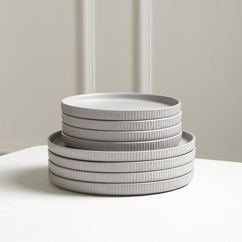 Stone Lain طقم أدوات المائدة من هافن ستون لاين 12 قطعة من الخزف الرمادي - أطباق وأوعية لمجموعة 4 - طقم أطباق أنيق يشمل أطباق العشاء وأطباق السلطة وأوعية الحبوب - آمن للاستخدام في الميكروويف وغسالة الصحون - Image 4