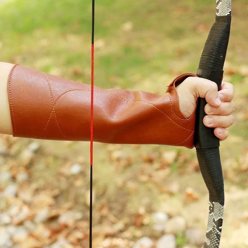 Windfulogo PU Leather Archery Arm Guard Hand Protector Brace Longbow Hunting Shooting - Image 2