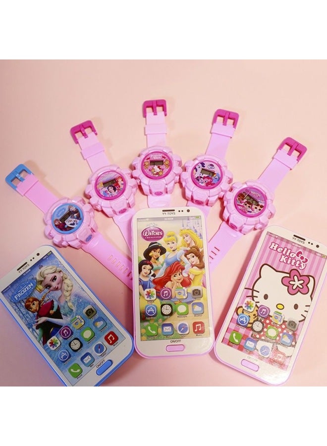 Ultraman Cartoon Music Mobile Phone Spiderman Children's Projection Watch Tiktok Internet Red Toy Electronic Watch Gift-Color:G + D (send Battery) - Image 3
