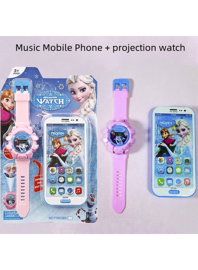 Ultraman Cartoon Music Mobile Phone Spiderman Children's Projection Watch Tiktok Internet Red Toy Electronic Watch Gift-Color:G + D (send Battery) - Image 5