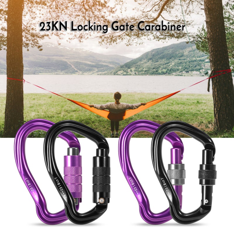 Auto Locking Carabiner Clip 0.7in Gate 23KN Aviation Aluminum Alloy - High Strength for Hammock Strap Yoga Swing Backpack Attachment - Image 3