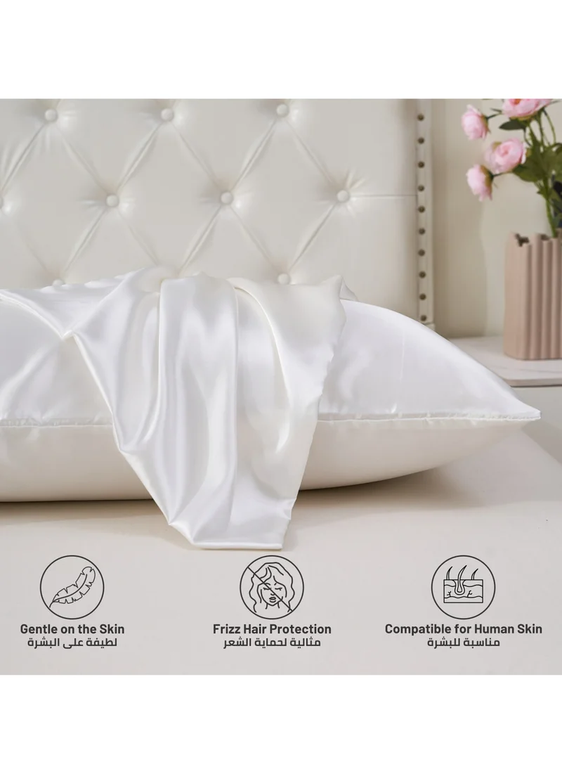 Donetella Satin Pillowcases 2-Pcs Soft And Silky Pillow Cover For Hair And Skin Care With Envelope Closure (Without Pillow Insert),White