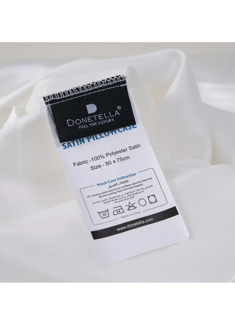 Donetella Satin Pillowcases 2-Pcs Soft And Silky Pillow Cover For Hair And Skin Care With Envelope Closure (Without Pillow Insert),White