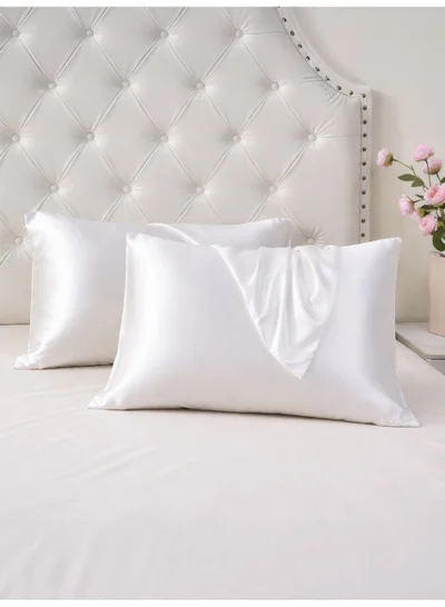 Donetella Satin Pillowcases 2-Pcs Soft And Silky Pillow Cover For Hair And Skin Care With Envelope Closure (Without Pillow Insert),White