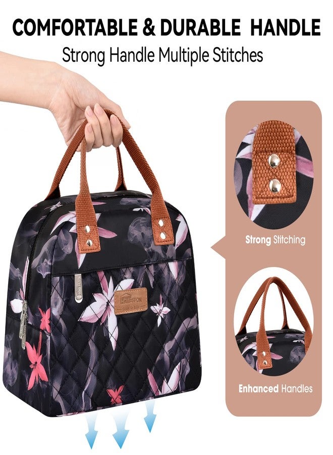HOMESPON Insulated Lunch Bag for Women Men Adults Lunch Tote with Front Pocket Lunch Box Container Cooler Bag for Work Picnic (Pink Flowers) - Image 3