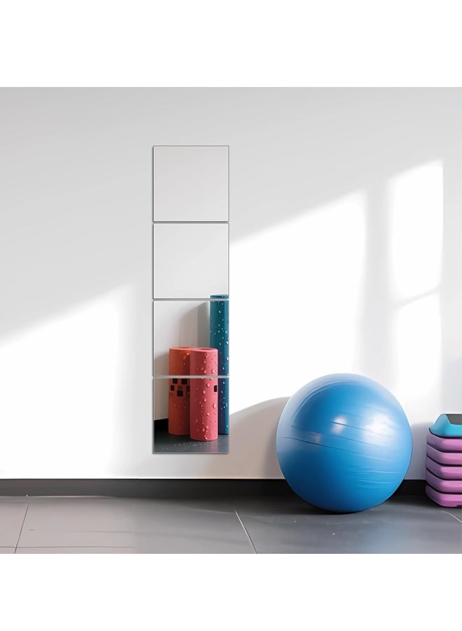 HOMESTAR Full Length Wall Mirror Tiles, 8" x 8" x 4Pcs Frameless Wall Mounted Mirror Glass Wall Mirror for Home Gym, Door, Bedroom, Living Room - Image 5