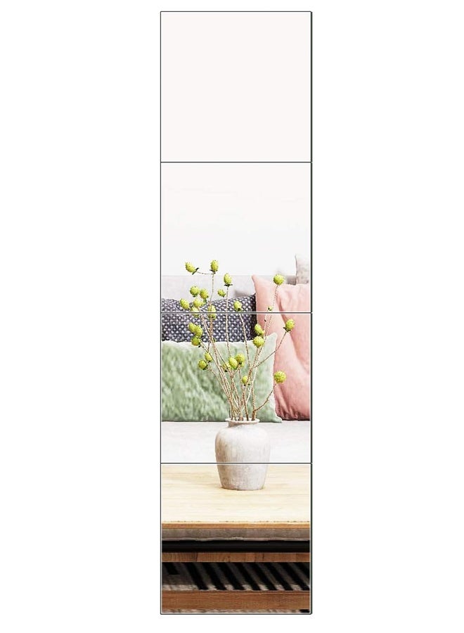 HOMESTAR Full Length Wall Mirror Tiles, 8" x 8" x 4Pcs Frameless Wall Mounted Mirror Glass Wall Mirror for Home Gym, Door, Bedroom, Living Room - Image 1